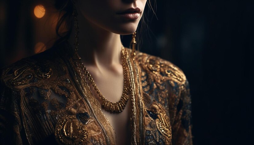 mujer con prendas de oro